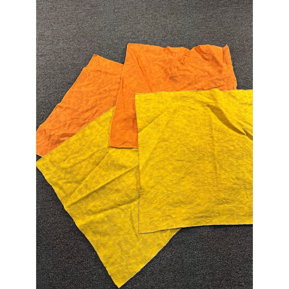 Vintage lot of 4 orange and yellow floral napkins